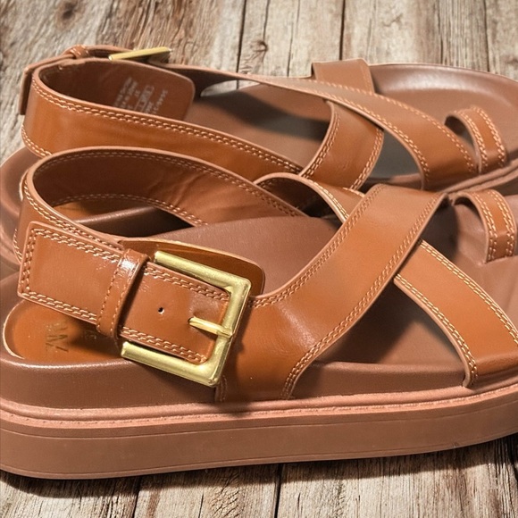 ZARA CROSSED STRAP FLAT SANDALS Size 6.5/7 US (37) - Picture 6 of 12